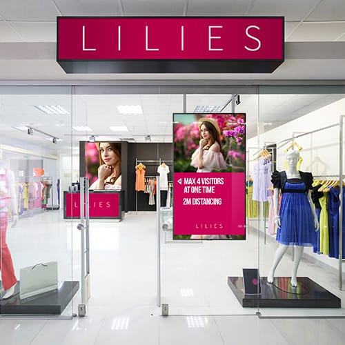 NEC digital signage in a clothing retail store