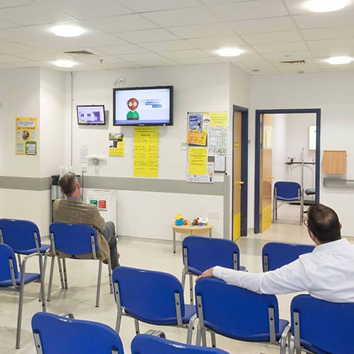 Digital signage solution in a hospital waiting room