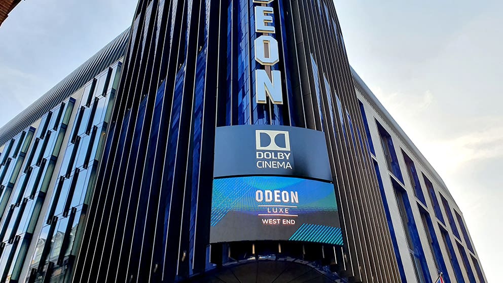 Outdoor LED Wall digital signage at the ODEON cinema in London's West End