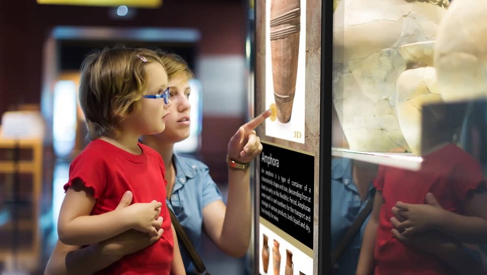 Touch screen digital signage at a museum