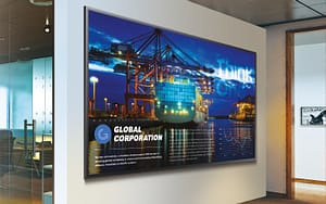 Samsung digital signage screen being used for corporate communications