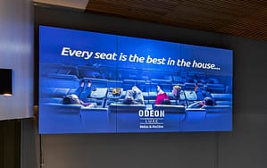Video wall for advertising in an ODEON cinema