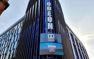 Outdoor LED wall digital signage at the ODEON cinema in London's West End