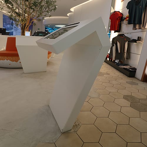 Digital signage lectern in retail store