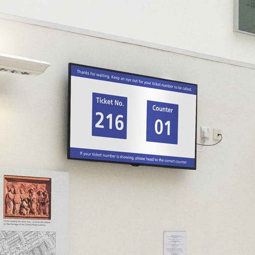 Digital signage used for queue management