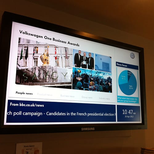 Corporate communications digital signage at the Volkswagen Group